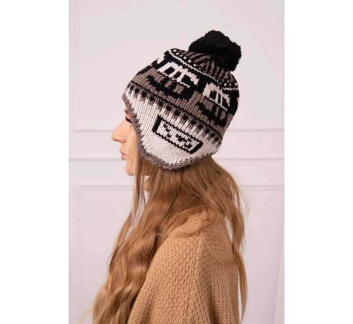 Rosa dámská čepice s bambulí model 18752417 - K-Fashion Rosa dámská čepice s bambulí model 18752417 - K-Fashion