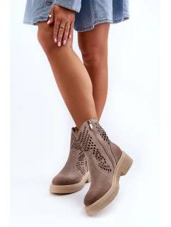 Sametové Dámské Botky Na Ploché Podrážce Cappuccino model 21652595 - Zazoo