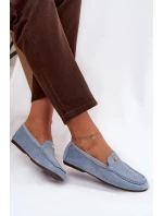 Dámské mokasiny s malým zlatým detailem modré Sarivelle