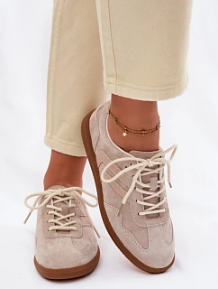 Dámské kožené semišové tenisky nízké béžové model 22100202 - Boto