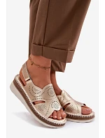 Kožené sandály na platformě S.Barski GR61-5916 Zlaté