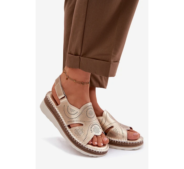 Kožené sandály na platformě S.Barski GR61-5916 Zlaté