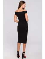 K001 Pletené šaty na ramená - čierne