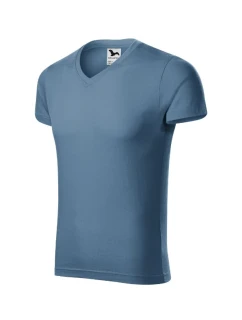 Pánska džínsová košeľa Slim Fit s výstrihom do V