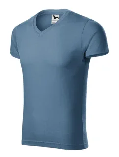 Pánska džínsová košeľa Slim Fit s výstrihom do V