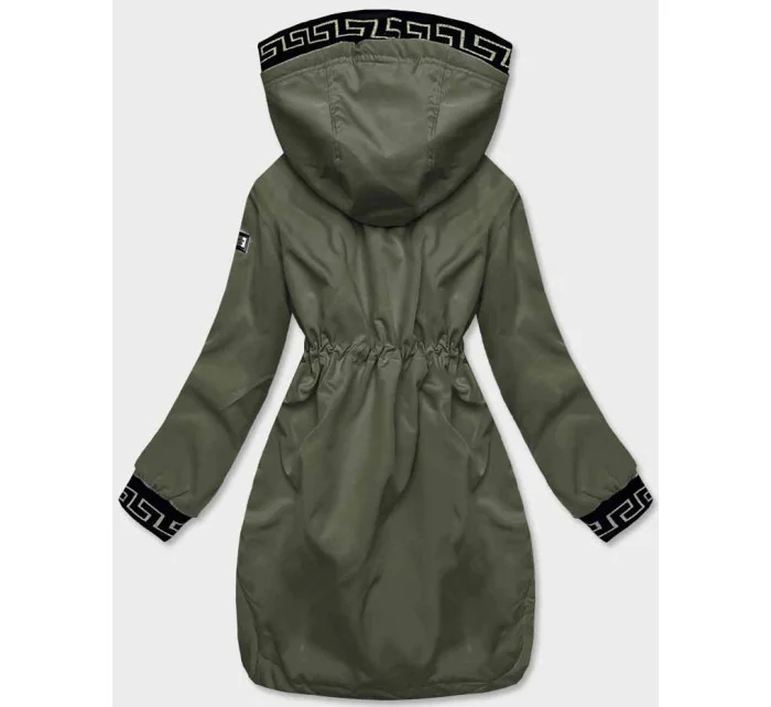 Dámska bunda v khaki farbe s ozdobnou lemovkou (B8139-11) Dámska bunda v khaki farbe s ozdobnou lemovkou (B8139-11)