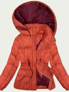 Dámská zimní prošívaná bunda v korálové barvě s odepínací kapucí model 21247620 - Stitch&Soul