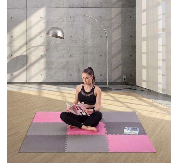 Multipack One Fitness puzzle podložka MP10 ružovo-sivá 9 kusov 10 mm
