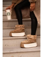 Skórzane Śniegowce Damskie Na Grubej Podeszwie Z Futerkiem Big Star OO274A207 Brązowe Skórzane Śniegowce Damskie Na Grubej Podeszwie Z Futerkiem Big Star OO274A207 Brązowe