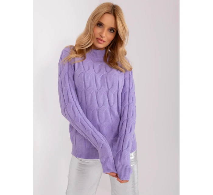 Sweter AT SW model 18955221 jasny fioletowy - FPrice Sweter AT SW model 18955221 jasny fioletowy - FPrice