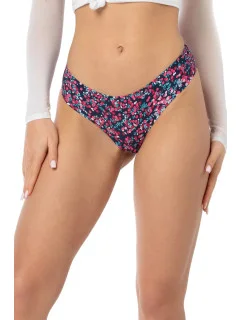 Dámske jednoduché podprsenkové nohavičky Cranberries tmavomodré s ružovým vzorom - JULIMEX