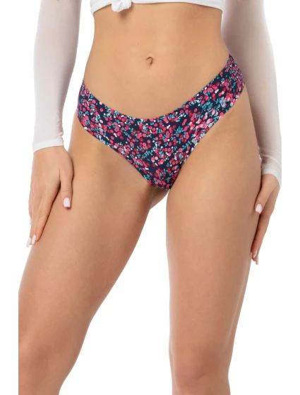 Dámske jednoduché podprsenkové nohavičky Cranberries tmavomodré s ružovým vzorom - JULIMEX Dámske jednoduché podprsenkové nohavičky Cranberries tmavomodré s ružovým vzorom - JULIMEX