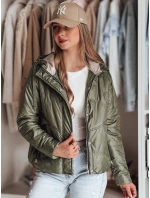 Dámská přechodná prošívaná bunda s kapucí zelená Dstreet model 21986710 - FashionStreet