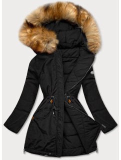 Čierna obojstranná dámska zimná bunda (M-210A5)