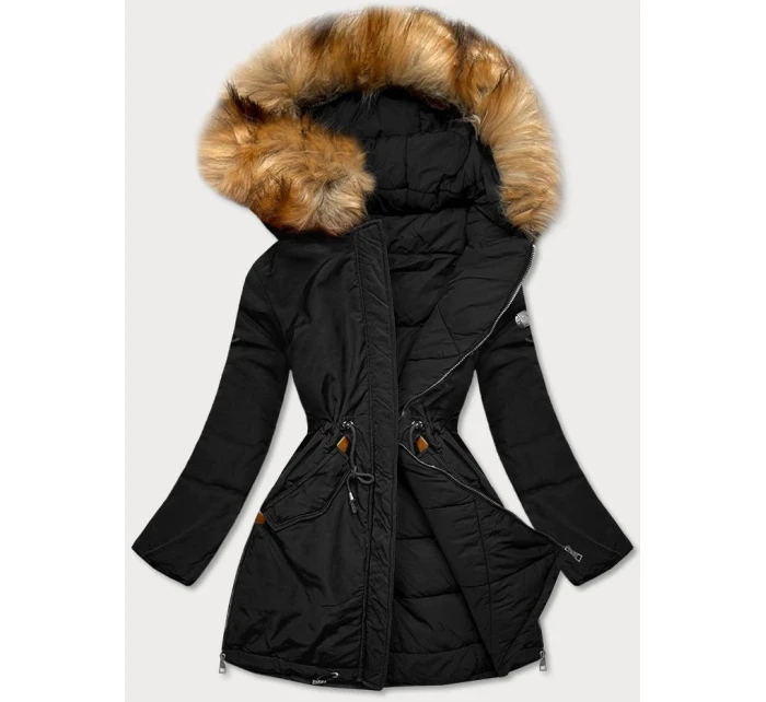 Čierna obojstranná dámska zimná bunda (m-210a5)