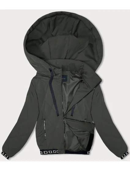 Prešívaná bunda s ozdobným rebrovaním armáda (16M9086-136)