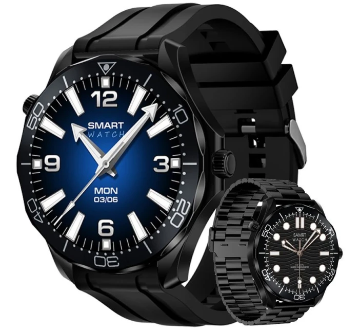 Černý silikonový řemínek + černý náramek model 21805557 - VELTORI Černý silikonový řemínek + černý náramek model 21805557 - VELTORI