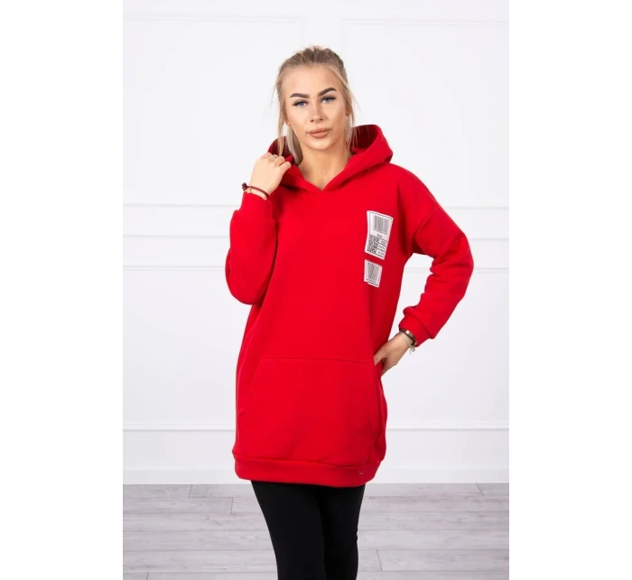 Mikina s kapucňou a nášivkami červená