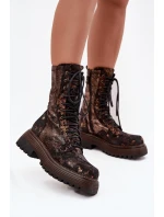 Dámské Kožené Workery Work Shoes Maciejka 06203-32 Hnědo Zlato