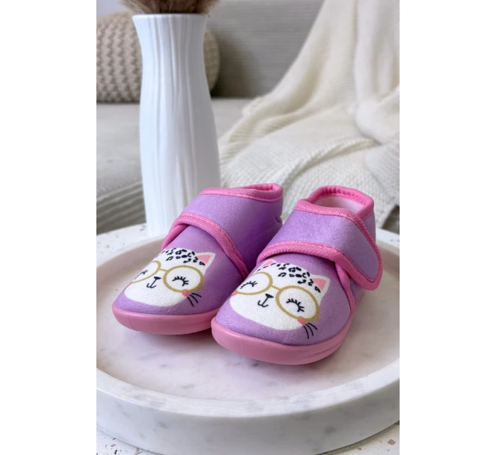 Dětské pantofle na suchý zip fialové Katline