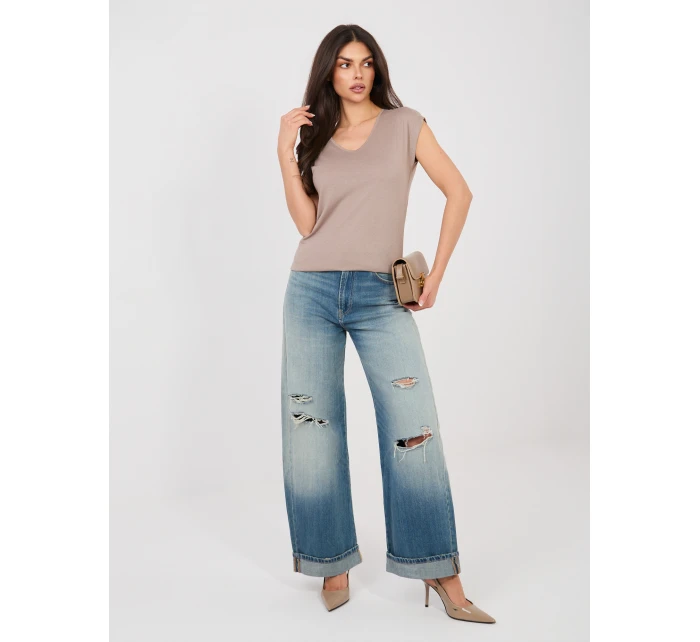 T shirt D12041AH02570C ciemny bezowy