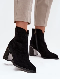 Dámske členkové topánky Vinceza na stĺpiku s potlačou - čierne