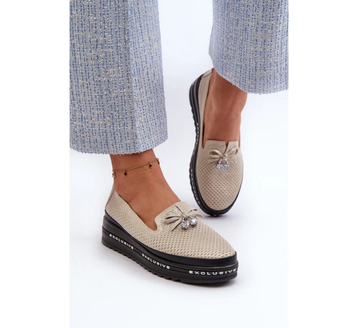 Lesklé Dámské Kozačky Kožené Na Platformě model 21660265 Zlaté - S.Barski