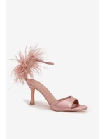 Lodičky na podpatku s peřím špinavě růžové Caelina Lodičky na podpatku s peřím špinavě růžové Caelina