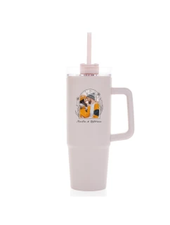 Personalizovaná termoska s průhledným víčkem s květinový ohraničením 