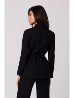 Dámske sako s opaskom na zaväzovanie B253 Black - BeWear