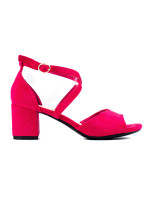 Luxusné sandále dámske ružové na širokom podpätku