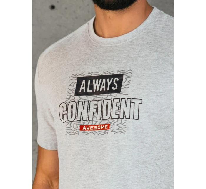 FashionStreet šedé pánske tričko s potlačou RX5406 FashionStreet šedé pánske tričko s potlačou RX5406