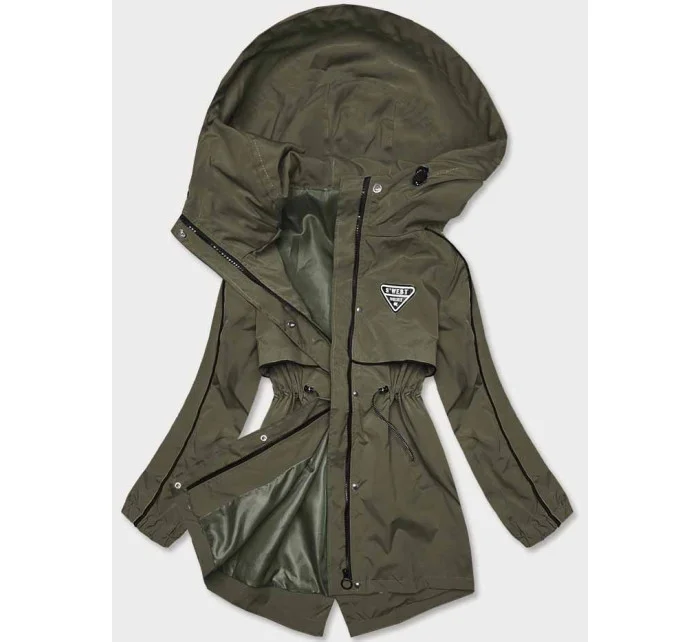 Tenká dámska bunda v khaki farbe s podšívkou (B8119-11) Tenká dámska bunda v khaki farbe s podšívkou (B8119-11)