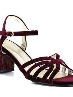 D&A by S.Barski SR61-0102 Dámske sandále na ihlovom podpätku vo vínovej farbe