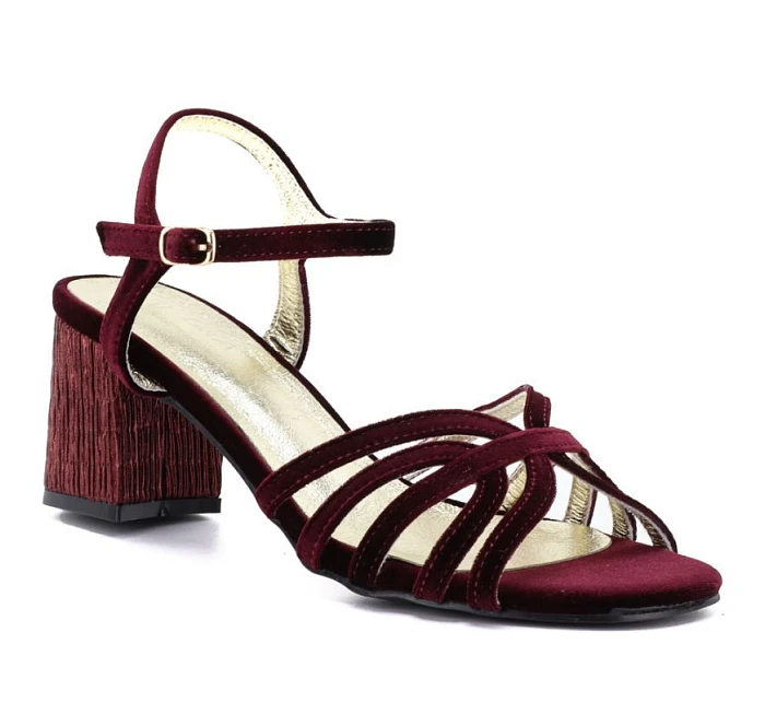 D&A by S.Barski SR61-0102 Dámske sandále na ihlovom podpätku vo vínovej farbe