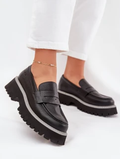 Mokasyny Damskie Na Platformie I Płaskim Obcasie Big Star NN274049 Czarne