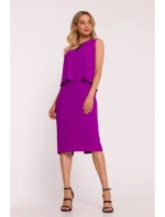 S422 Šaty s čipkovou vložkou - levanduľová