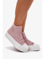Dámske plátenné tenisky na platforme Big Star - ružové Dámske plátenné tenisky na platforme Big Star - ružové