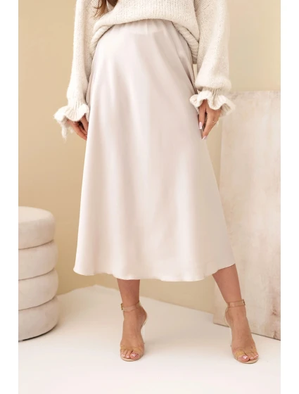 Dámská viskózová sukně rozšířená tmavě béžová