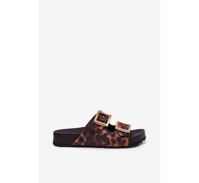 Dámské Pantofle S Přezkami Leopardí Hnědé model 21695871 - Zaxy