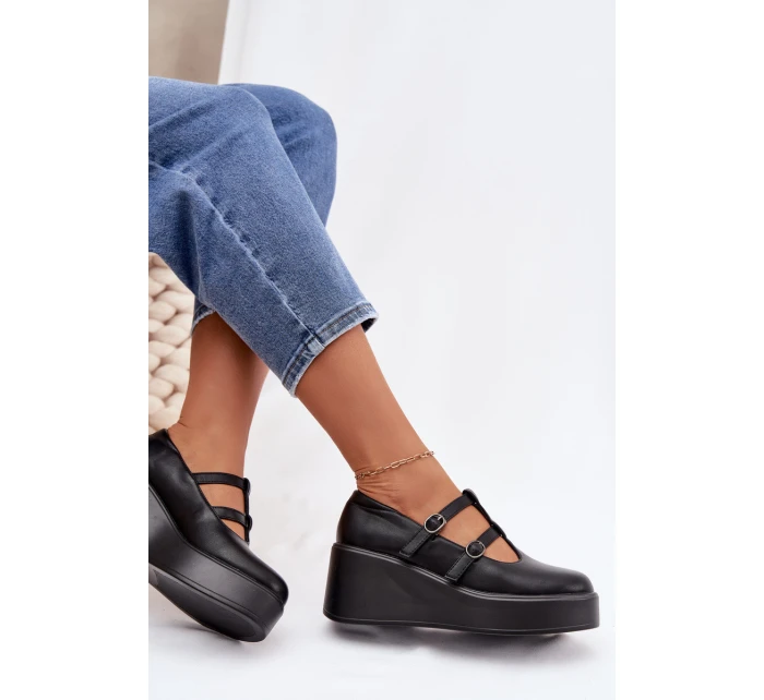 Dámské polobotky na platformě s pásky Černé Jesivelle
