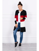 Dámsky pletený sveter Kesi - čierna + červená + biela