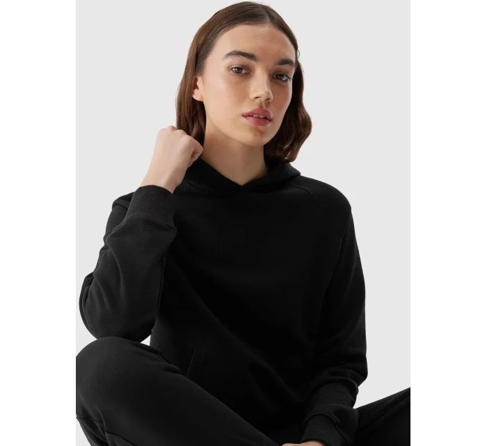 Dámska mikina bez zapínania a s kapucňou 4F - čierna