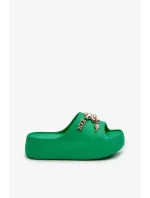 Dámske ľahké penové papuče so zelenými ozdobami Orchia