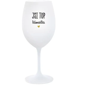 JSI TOP KÁMOŠKA - bílá  sklenice na víno 350 ml