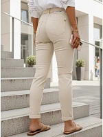 Dámske džínsy Mom Fit s vysokým pásom a ekru pásikom FashionStreet UY3088