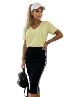 665-1 Dámska bavlnená blúzka s krátkym výstrihom do V - maslovo žltá