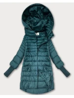 Zelená dámská bunda pro přechodné období s stahovacími lemy model 21389950 - FLY MODA