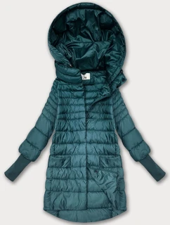 Zelená dámska prechodná bunda s úpletovým šnúrkovým lemom (1828)