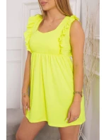 Šaty s volánikmi na bokoch žltej neónovej farby